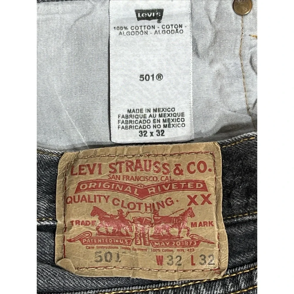 Vintage Levis 501 Black Jeans‎ Men 32x32 (31x 29) Y2K Button Fly Denim Straight